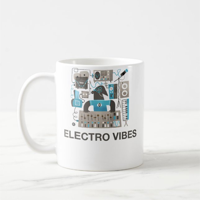 Minimala Electro Vibes För Elektronisk Musikälskar Kaffemugg (Vänster)