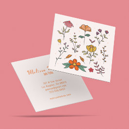 Minimala färgfulla blommor Feminin renhet Fyrkantigt Visitkort