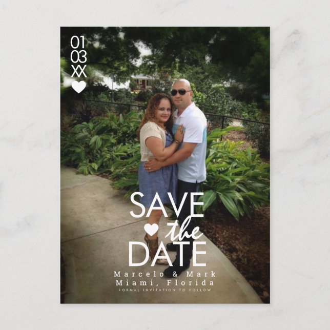 Minimala hjärtan Save The Dates Foto vykort (Framsida)