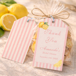 Minimala italienska ferskenrandiga citroner bröllo presentetikett