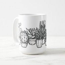 Minimala krukväxter – Svart bläck botanisk Kaffemugg