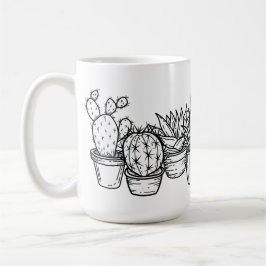Minimala krukväxter – Svart bläck botanisk Kaffemugg