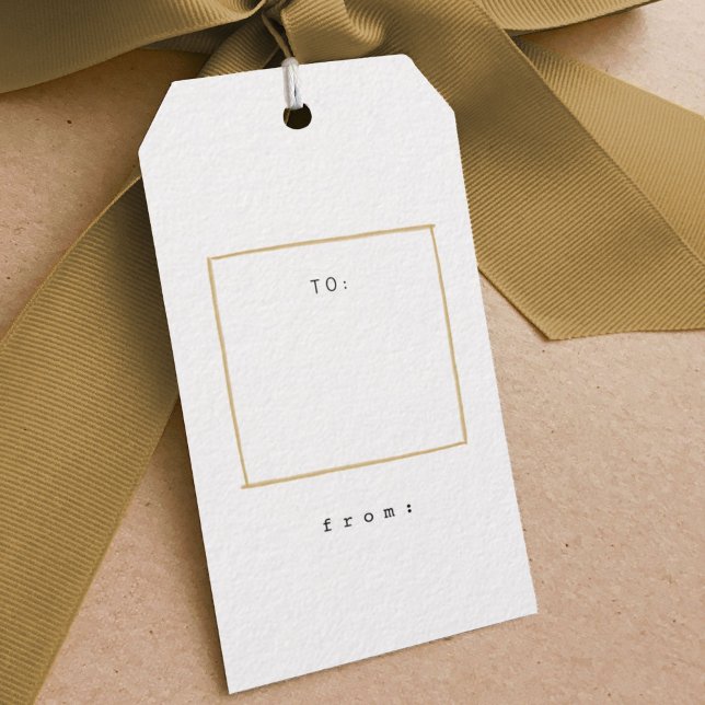 Minimala Linjer Guld Gift-Märkre Presentetikett (Minimal line simple golden gift tag.)