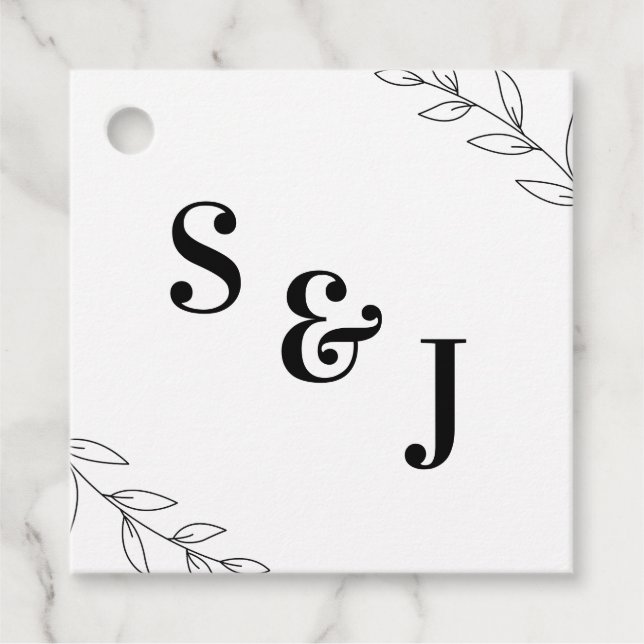 Minimala Märkre för Löv-bröllop Gåvor Etiketter (Framsida)
