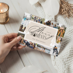 Minimala merry Moments-år vid granskning av fotoko Julkort