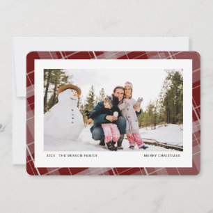 Minimala Plaid En Foto Röd Horisontell Julkort