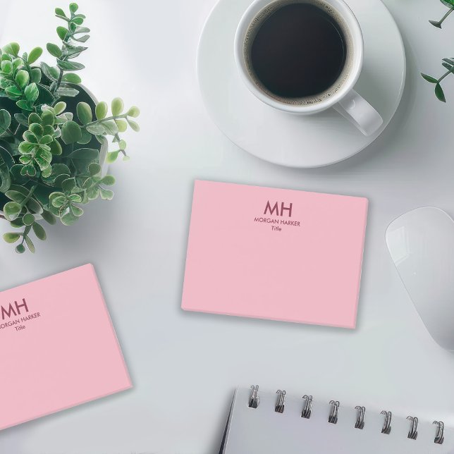 Minimala rena initialer rosa burgunder post-it block (Skapare uppladdad)