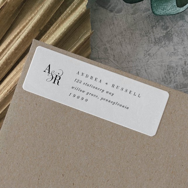 Minimala Returetiketter för ANDREA White Black Returadress Etikett (ANDREA White Black Minimal Return Address Labels)