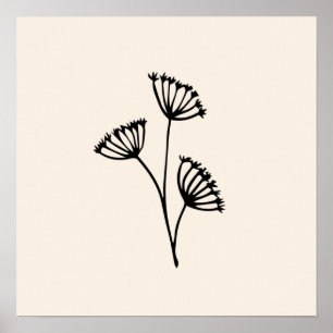 Minimala svarta blommor poster