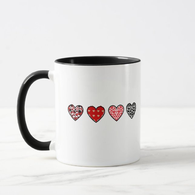 minimala valentinehjärtan / “sött kärleksmönster” mugg (Vänster)