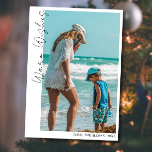 Minimala varma önskningar Två strandfamiljefoto Julkort