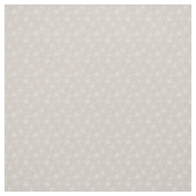 Minimala vita Blommar på Soft Beige-bakgrund Tyg (Provkarta)