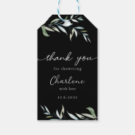 Minimales, Eucalyptus, Schwarz, Brautparty Presentetikett