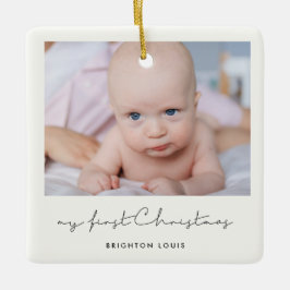 Minimalialist Baby Mitt första julfoto Julgransprydnad Keramik