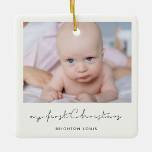Minimalialist Baby Mitt första julfoto Julgransprydnad Keramik
