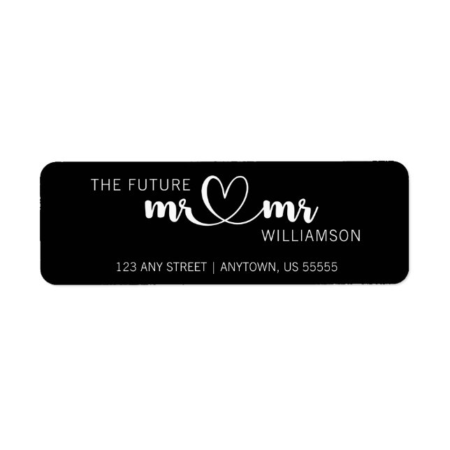 Minimalialist Black Future MR och MR Returadress Returadress Etikett (Framsidan)