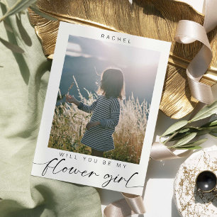 Minimalialist, blir du min Flower Girl Photo Chic Inbjudningar
