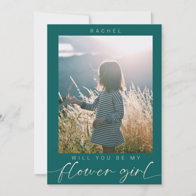 Minimalialist, blir du min Flower Girl Photo Chic Inbjudningar (Framsida)