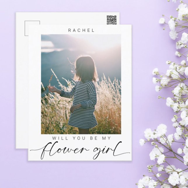 Minimalialist, blir du min Flower Girl Photo Chic Vykort (Skapare uppladdad)