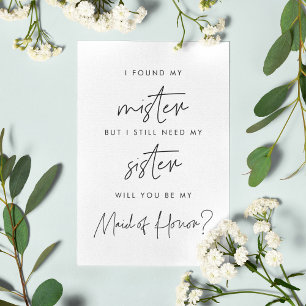 Minimalialist, blir du mitt maid of honor-kort inbjudningar