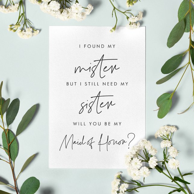 Minimalialist, blir du mitt maid of honor-kort inbjudningar (Skapare uppladdad)