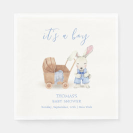 Minimalialist Boho Barnvagn Rabbit Boy Shower Pappersservett