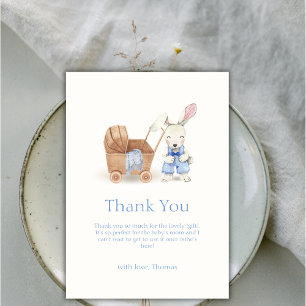 Minimalialist Boho Barnvagn Rabbit Boy Shower Tack Kort