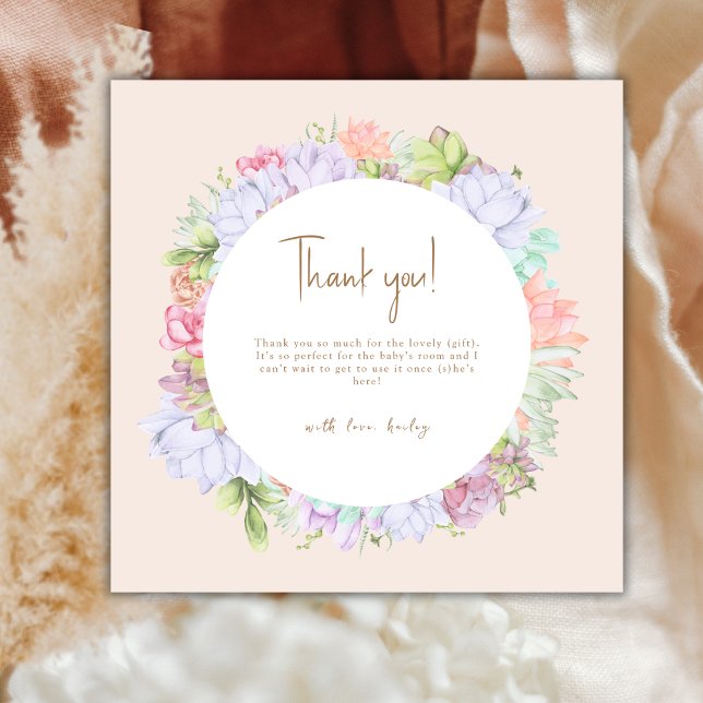 Minimalialist Boho Cactus Desert Baby Shower Tack Kort (Minimalist Boho Cactus Desert Baby Shower Thank You Card)