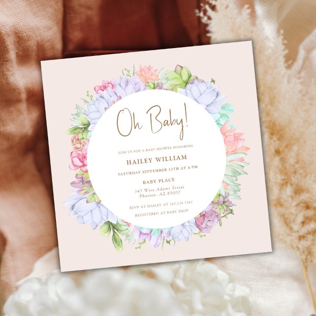 Minimalialist Boho Cactus ökert Oh Baby Shower Inbjudningar (Minimalist Boho Cactus Desert Oh Baby Shower Invitation)