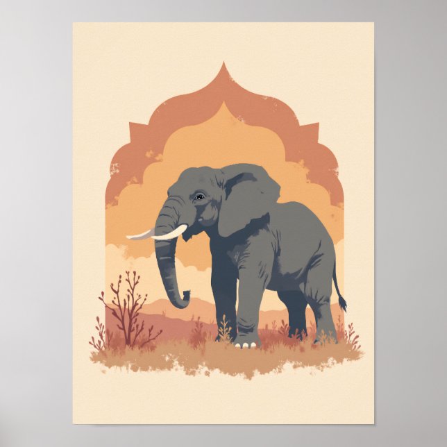 Minimalialist Boho Wise Elephant Abstrakt Wall Art Poster (Framsidan)
