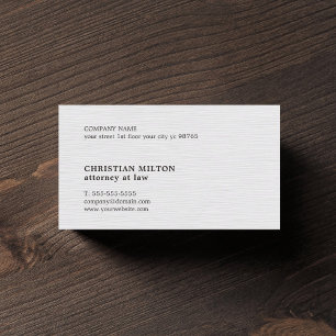 Minimalialist Elegant Struktur White Attorney Visitkort