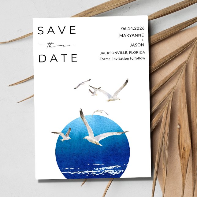 Minimalialist Florida Beach Wedding Photo Spara Datumet (Minimalist Florida Beach Wedding Photo Save The Date)