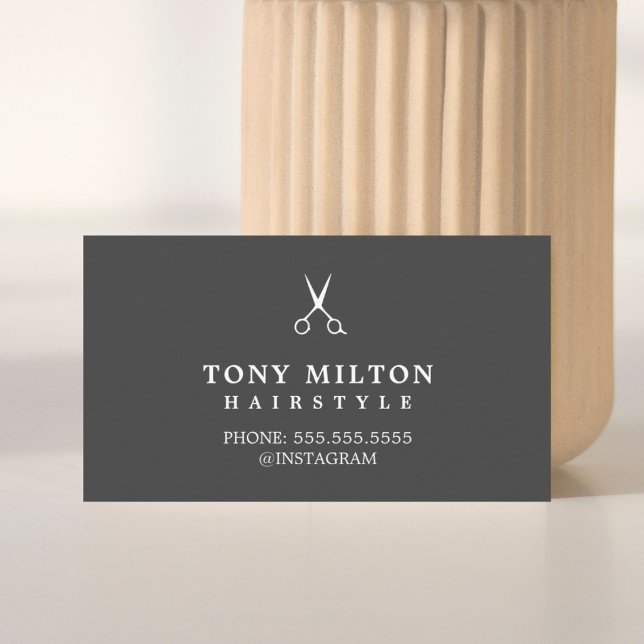 Minimalialist Grått White Scissors Hairdresser Visitkort (Skapare uppladdad)