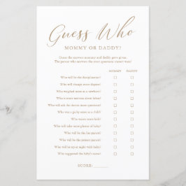 Minimalialist Guld Gissa vem Mamma eller pappa Gam