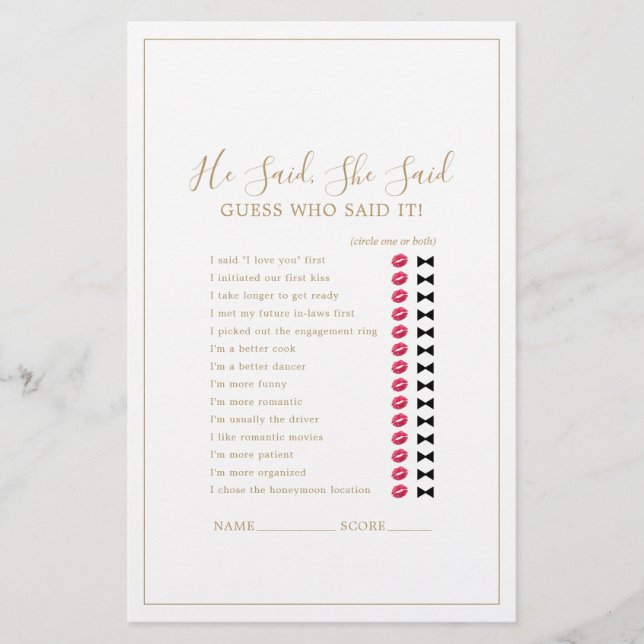Minimalialist Guld sa att hon sa att spel Flygblad (Framsidan)