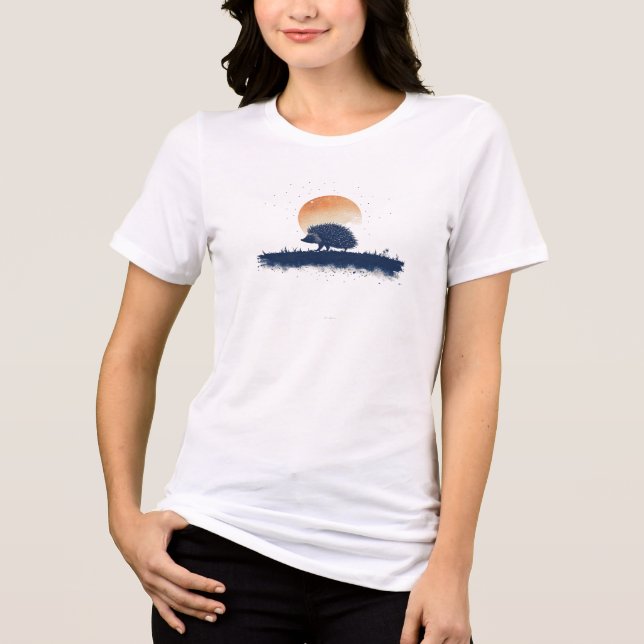 Minimalialist Hedgehog Sunset T-Shirt - Nature Sil (Framsida)