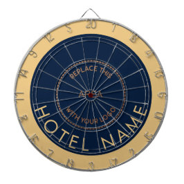 Minimalialist Hotel Namn Logotyp Navy Guld Darttavla