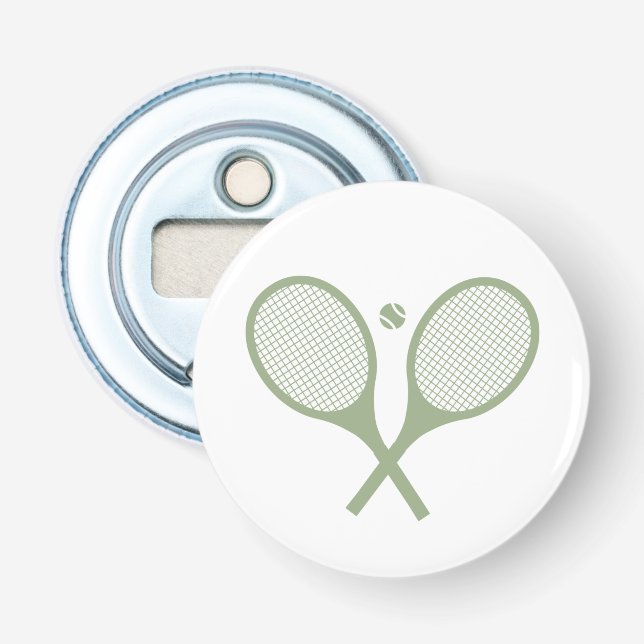 Minimalialist Sage Grönt Tennis Racquets Boll Flasköppnare (Framsidan)