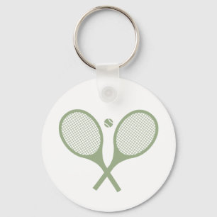 Minimalialist Sage Grönt Tennis Racquets Boll Nyckelring