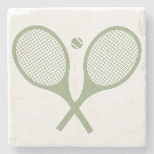 Minimalialist Sage Grönt Tennis Racquets Boll Stenunderlägg