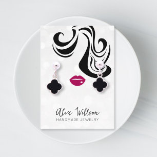 Minimalialist Silver Bokeh Vågigt Hair Modern Jewe Visitkort