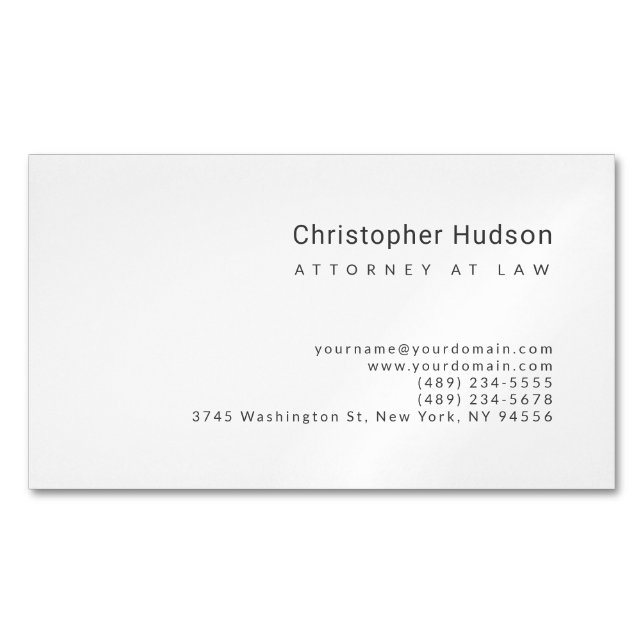 Minimalialist Simple Plain Attorney at Law Magnetiska Visitkort (Framsida)