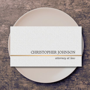 Minimalialist Struktur White Faux Guld Line Attorn Visitkort