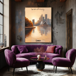Minimalialist Sydney Skyline - australiska mjuka t Poster
