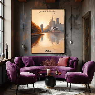 Minimalialist Sydney Skyline - australiska mjuka t Poster