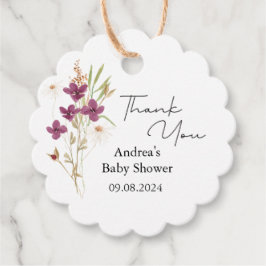Minimalialist Wildblommes Lila Baby Shower Gåvor Etiketter