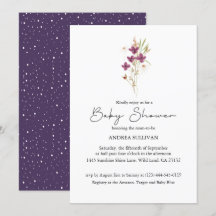 Minimalialist Wildblommes Lila Baby Shower