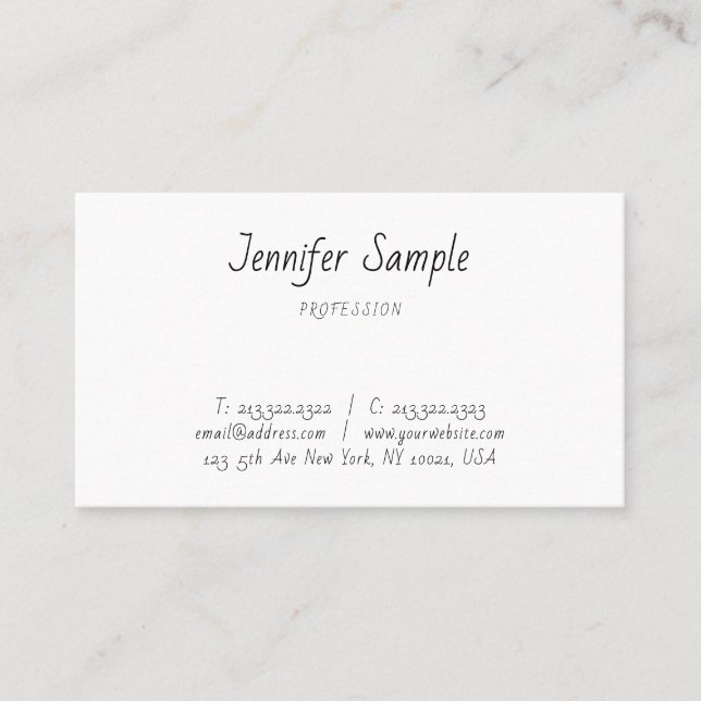Minimalialistisk, modern, handskriftstext för hand visitkort (Framsida)
