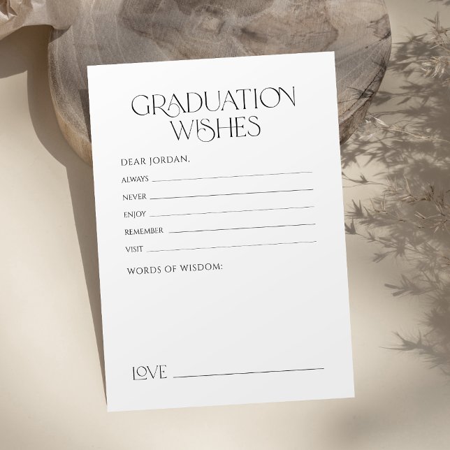Minimalisk Elegant Grace Graduate råd & önskningar (Minimal Graceful Elegance Graduate advice & wishes Card)