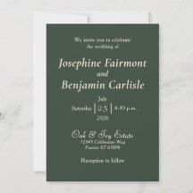 Minimalisk Elegant Jägare Grön Inbjudan